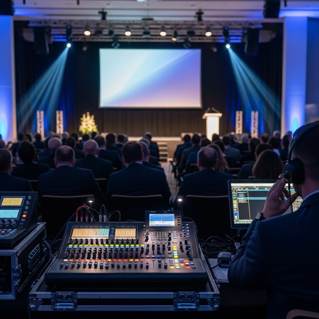 Ultra-realistic corporate event celebration photo, 16:9. A group of coworkers in business attire gathered for a team moment—smiling, laughing, and clinking glasses near a branded-looking step-and-repeat backdrop that is plain/blank (no logos, no text). Soft uplighting in blue/teal, warm ambient lighting, elegant venue setting. Some people seated at nearby cocktail tables in the background. Camera: professional event photography, DSLR look, 50mm lens, f/2.0, sharp faces, natural candid expressions, realistic skin and fabric textures, clean premium color. No text, no logos, no watermark.